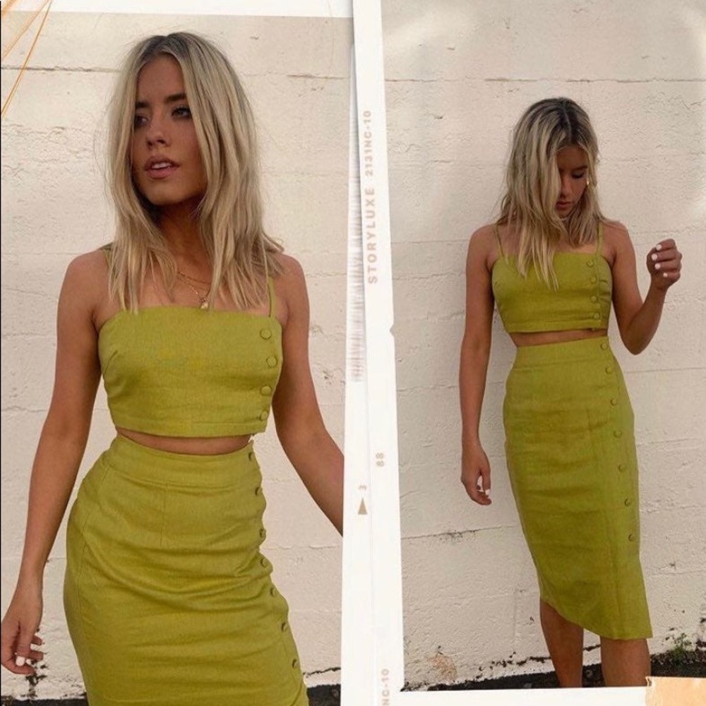 Yellow linen 2 piece outfit